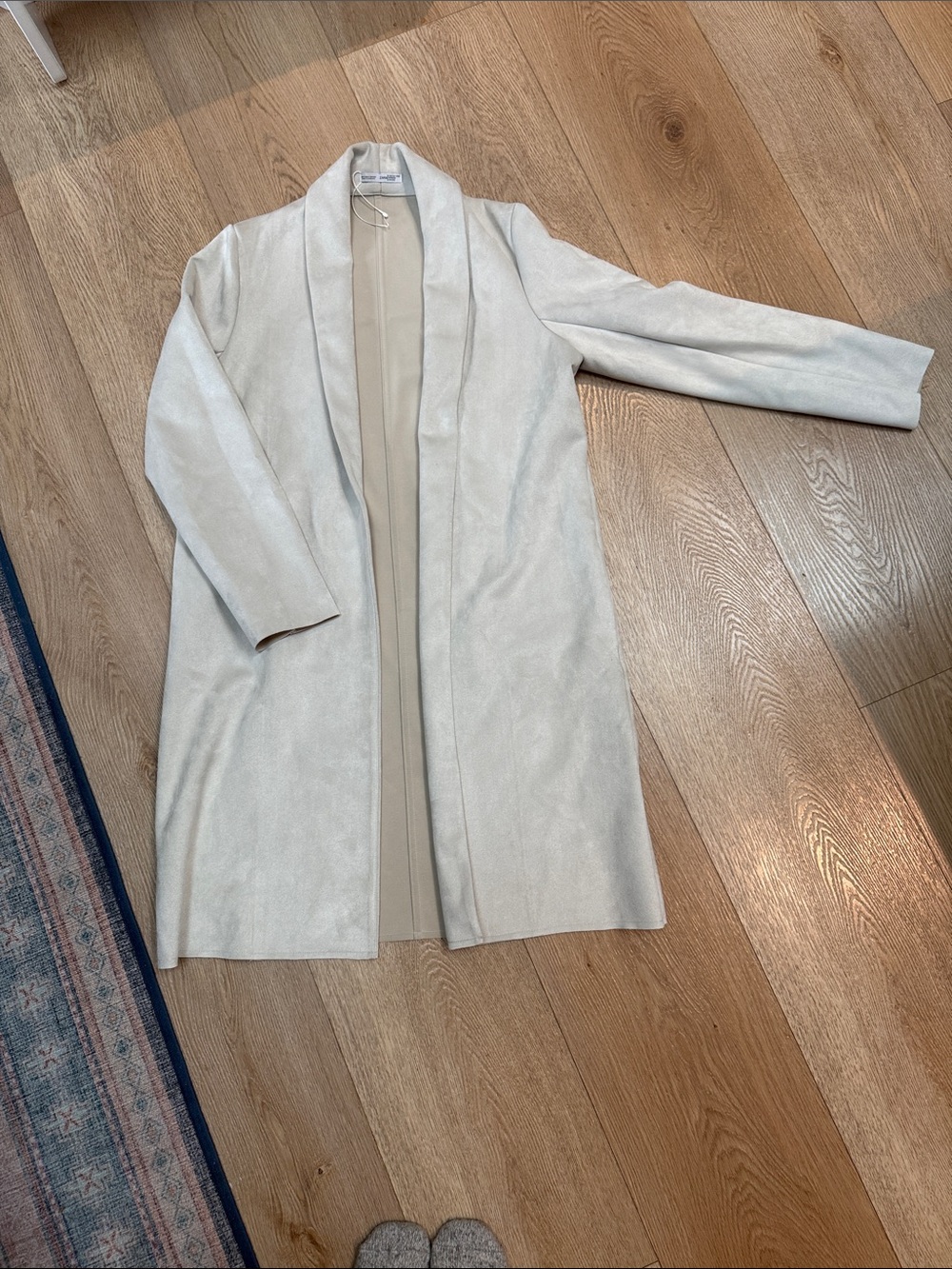 Zara Light Cream Open-Front Blazer Coat